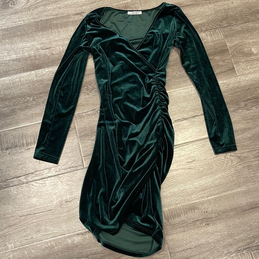 Crushed velvet ruched dress